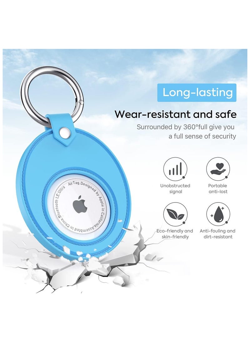 Silicone Holder for AA Medallion or Coin and AirTag Case Sober Gift Keychain Recovery Chip Waterproof Soft Stand (Blue)