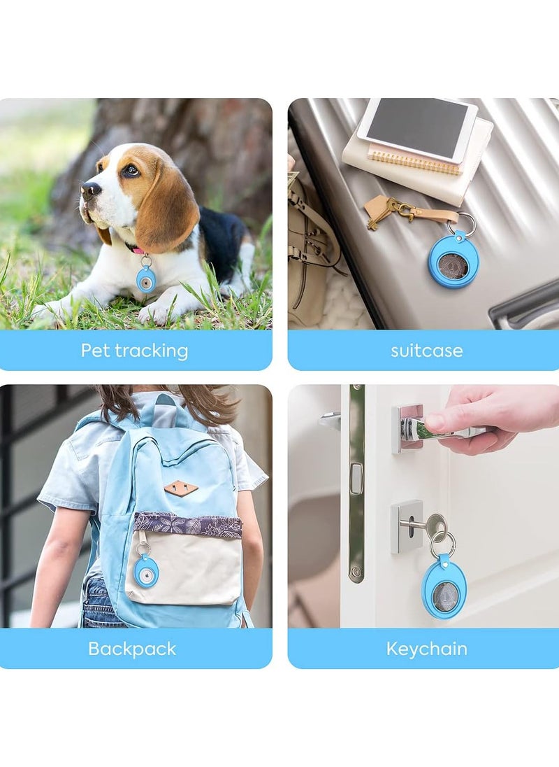 Silicone Holder for AA Medallion or Coin and AirTag Case Sober Gift Keychain Recovery Chip Waterproof Soft Stand (Blue)