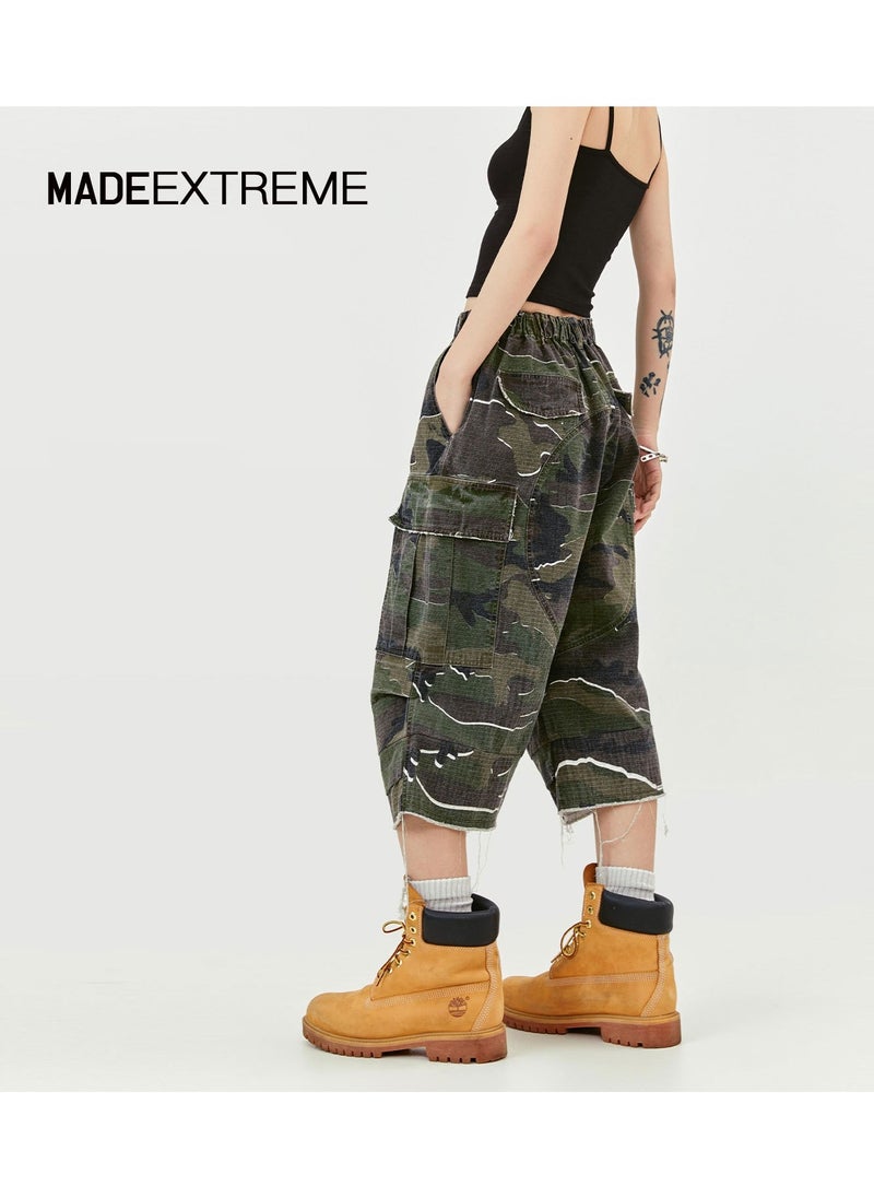 MADEEXTREME Vintage Washed Distressed Cropped Shorts