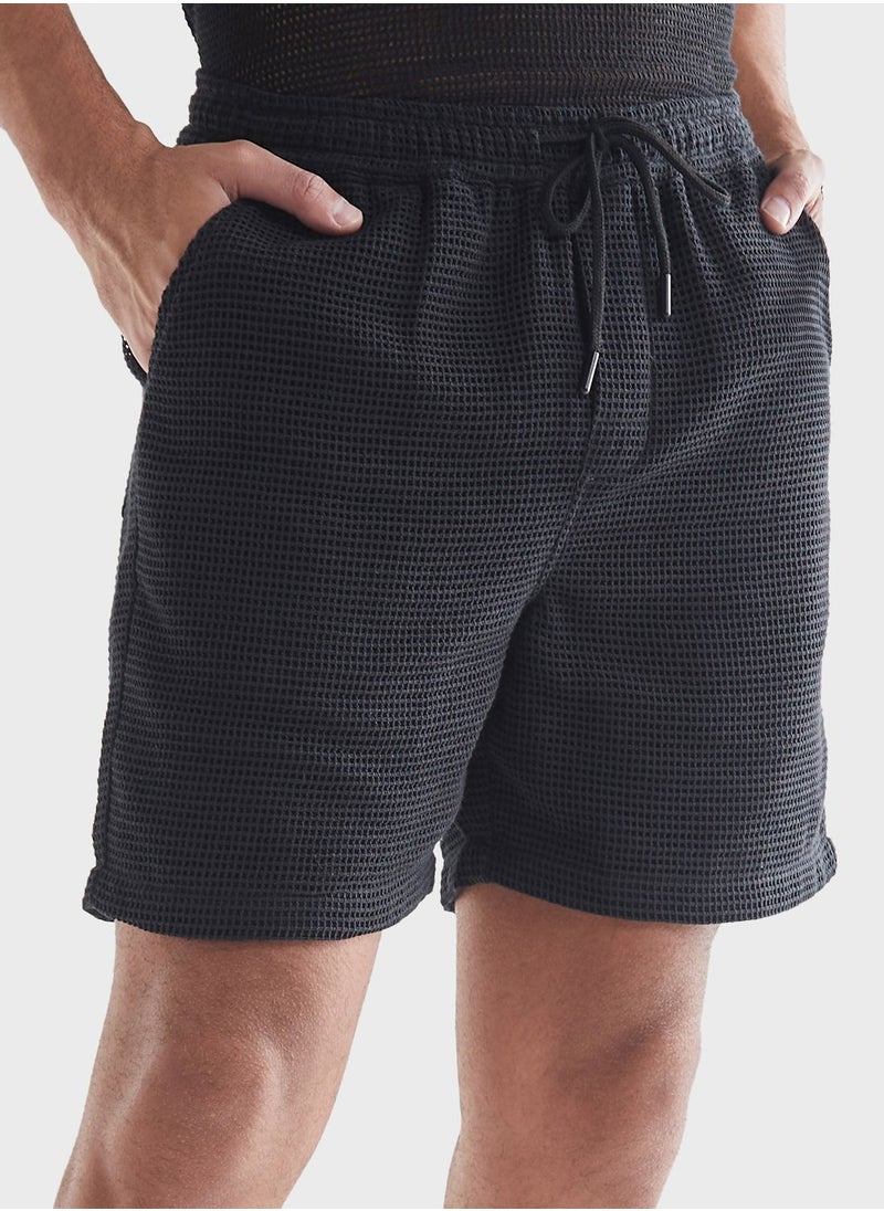 Textured Drawstring Shorts