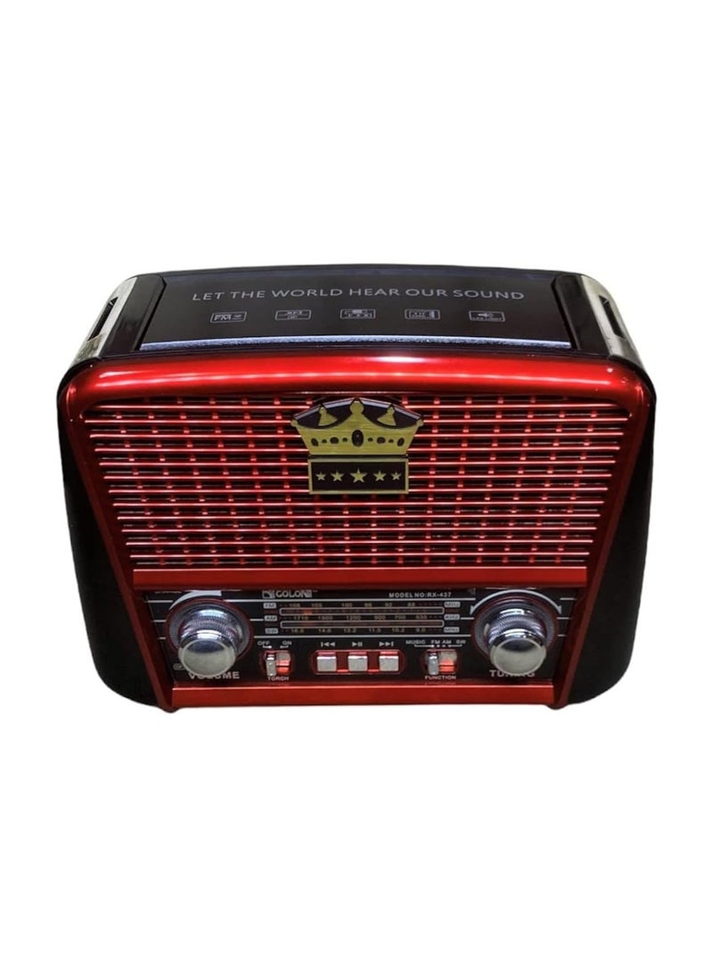 Portable retro AM/FM shortwave radio receiver with built-in speaker, USB, and micro SD support.