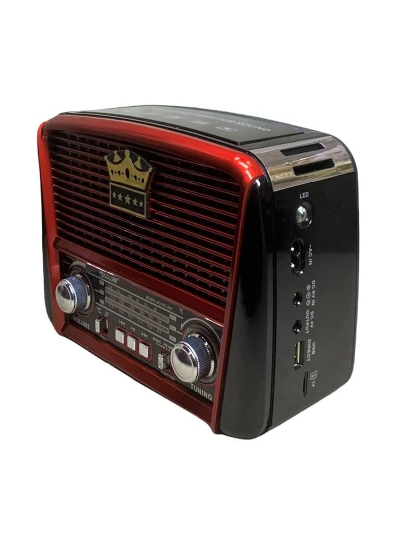 Portable retro AM/FM shortwave radio receiver with built-in speaker, USB, and micro SD support.