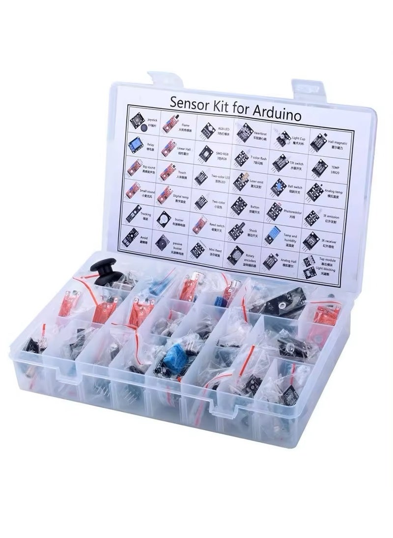 ROBOTUAE Upgraded 37 in 1 Sensors Modules Kit for Arduino Starters DIY Raspberry Pi Mega2560 UNO R3