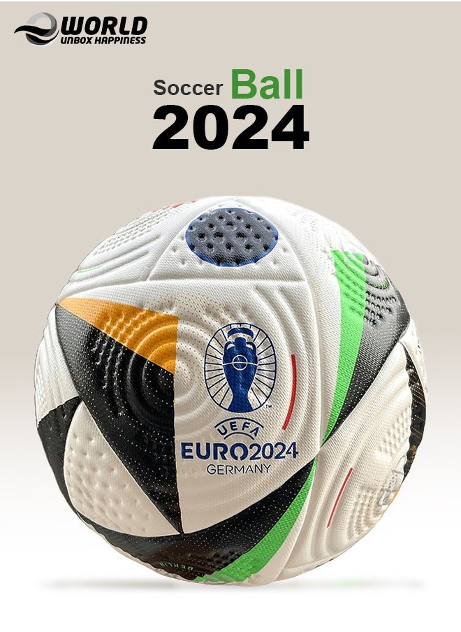 Premium Soccer Ball 2024, Pro Football for Adults and Kids, Air Thermal Bonded Design Inspired by Euro 2024, in Size 5