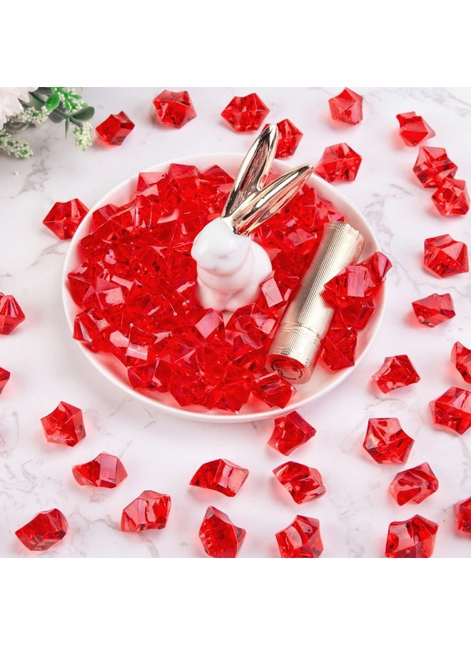 Red Fake Crushed Ice Rocks, 150 Pcs Fake Diamonds Plastic Ice Cubes Acrylic Clear Ice Rock Diamond Crystals Fake Ice Cubes Gems For Home Decoration Wedding Display Vase Fillers