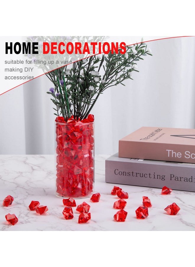 Red Fake Crushed Ice Rocks, 150 Pcs Fake Diamonds Plastic Ice Cubes Acrylic Clear Ice Rock Diamond Crystals Fake Ice Cubes Gems For Home Decoration Wedding Display Vase Fillers