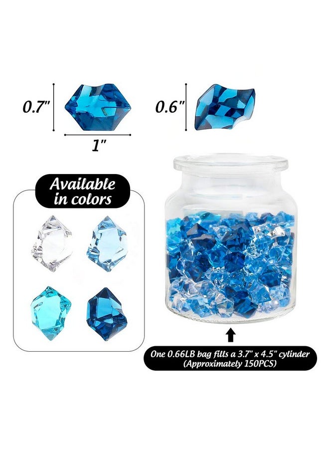 150Pcs Premium Blue Fake Ice, Acrylic Ice Rocks Plastic Rocks Acrylic Stones Crushed Ice Cubes Diamonds Gems For Christmas Vase Fillers Winter Decoration