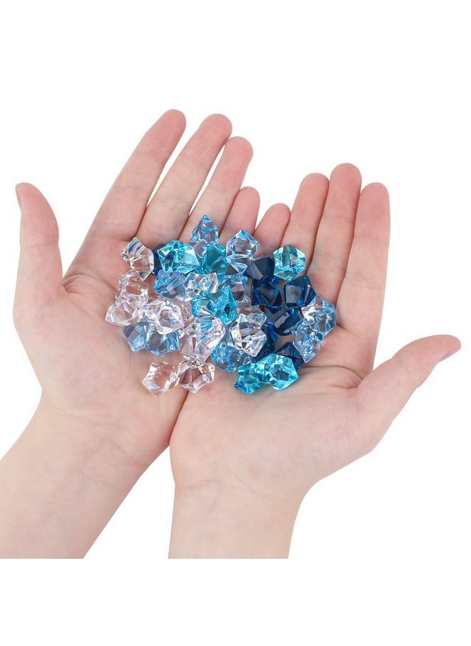 150Pcs Premium Blue Fake Ice, Acrylic Ice Rocks Plastic Rocks Acrylic Stones Crushed Ice Cubes Diamonds Gems For Christmas Vase Fillers Winter Decoration