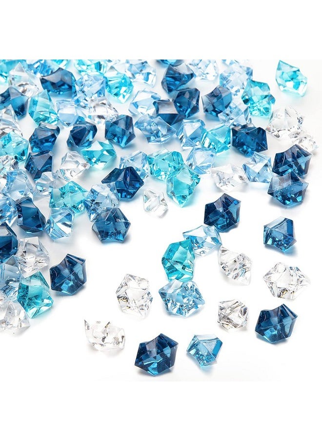 150Pcs Premium Blue Fake Ice, Acrylic Ice Rocks Plastic Rocks Acrylic Stones Crushed Ice Cubes Diamonds Gems For Christmas Vase Fillers Winter Decoration