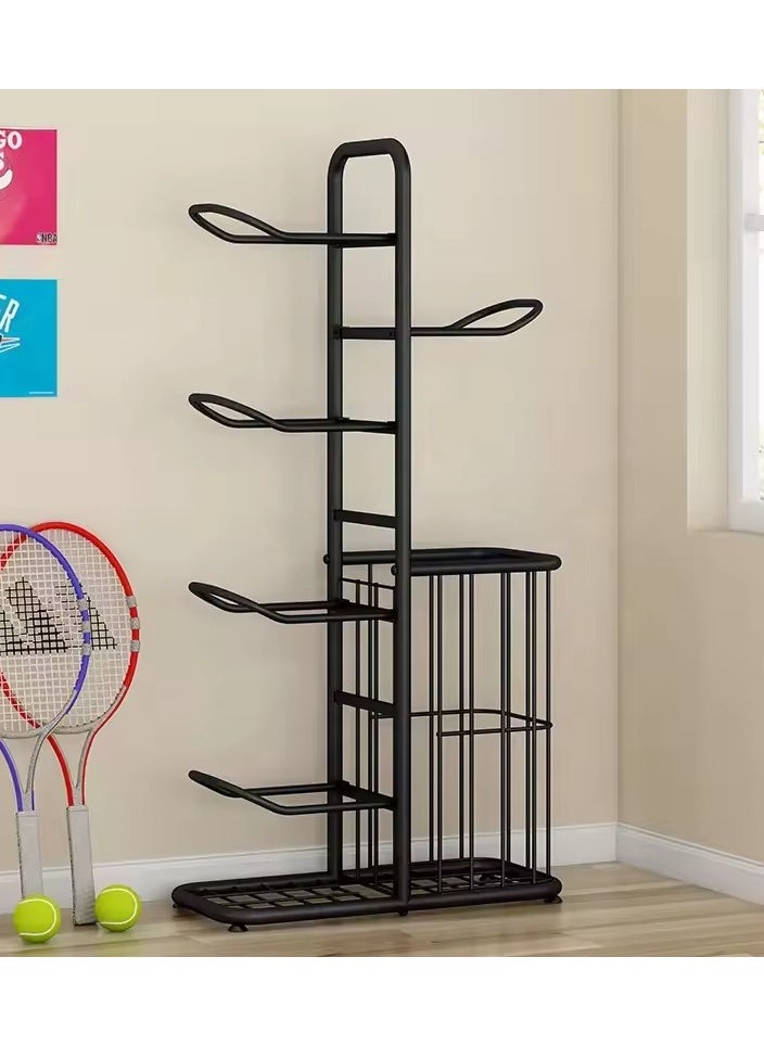 Indoor Basketball Storage Rack, Sports Equipment Storage Shelf, 4-Tier Sports Equipment, Non-Slip Floor Mat, for Children and Family Members