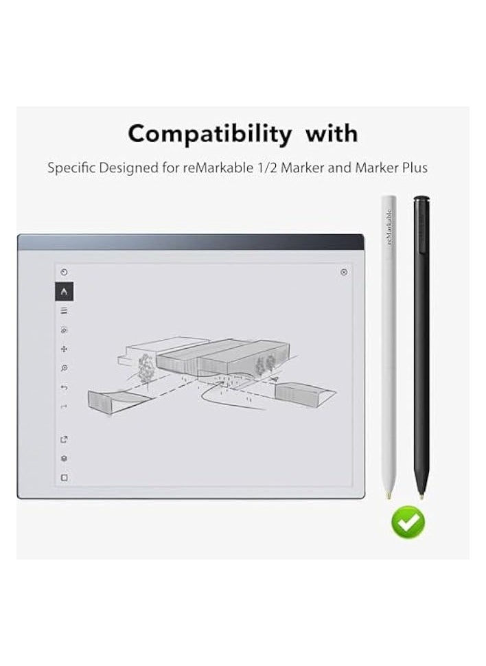 Tips/Nibs Replacement for Remarkable 2, Durable Remarkable Pen Tips for Marker 1/2 Stylus Marker Pen Plus，Plastic + Titanium Nibs/Tips+Clip (2+2+5 pcs Set)