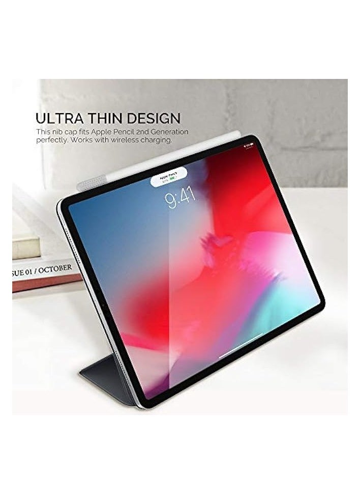 3 Packs Nib Cap Full Cover Silicone Tips Protector Compatible with Apple Pencil 2nd Generation (2018) (White)