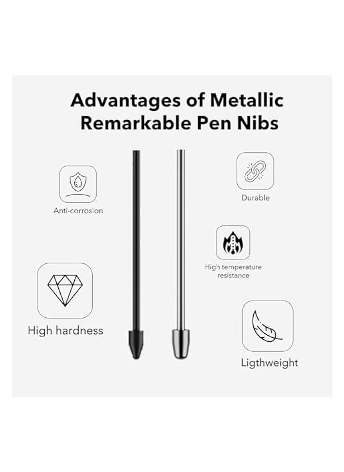 Tips/Nibs Replacement for Remarkable 2, Durable Remarkable Pen Tips for Marker 1/2 Stylus Marker Pen Plus，Plastic + Titanium Nibs/Tips+Clip (2+10 pcs Set)