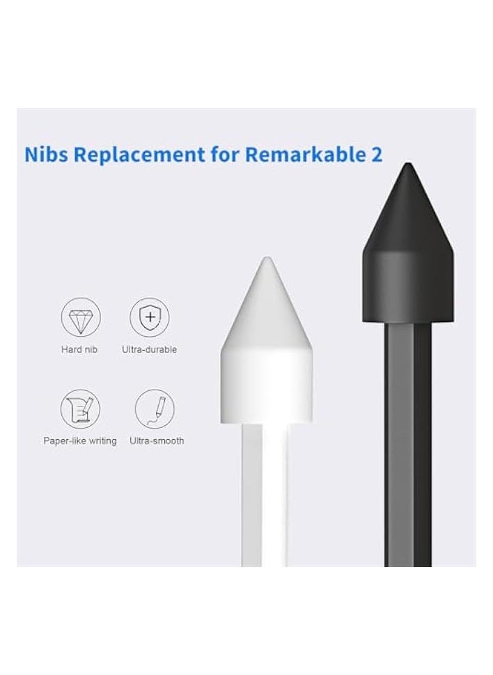 20 PCS Tips/Nibs Replacement for Remarkable 2, Durable Remarkable Pen Tips for Marker 1/2 Stylus Marker Pen Plus (10 White + 10 Black Set)
