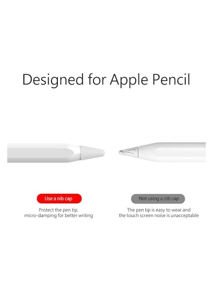 Tip Cover Protector for Apple Pencil 1st/2nd Generation, 8 Pcs Soft Silicone Replacement Nibs, Anti-Slip Writing Nib, High Sensitive Nib, Smooth Writing Experience, Noiseless Drawing (White)