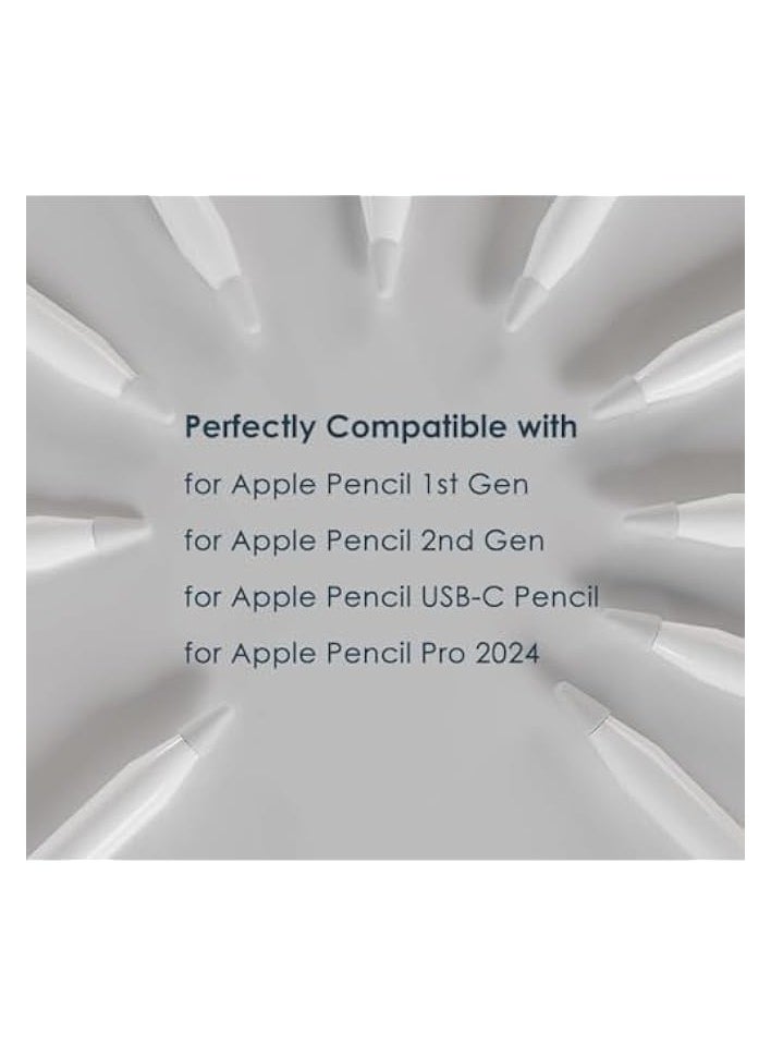 Tip Cover Protector for Apple Pencil 1st/2nd Generation, 8 Pcs Soft Silicone Replacement Nibs, Anti-Slip Writing Nib, High Sensitive Nib, Smooth Writing Experience, Noiseless Drawing (White)