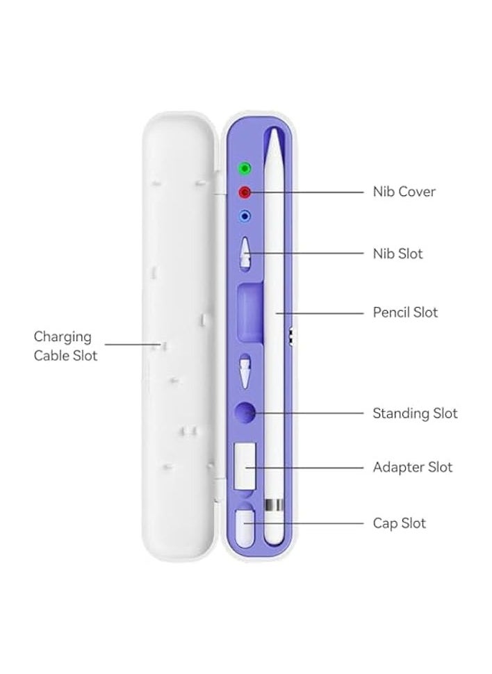 Carrying Case for Apple Pencil 2nd Generation or 1st Generation Flip-top Hard Shock-Absorbing Case to Hold Apple Pencil Accessories and Charging Cable