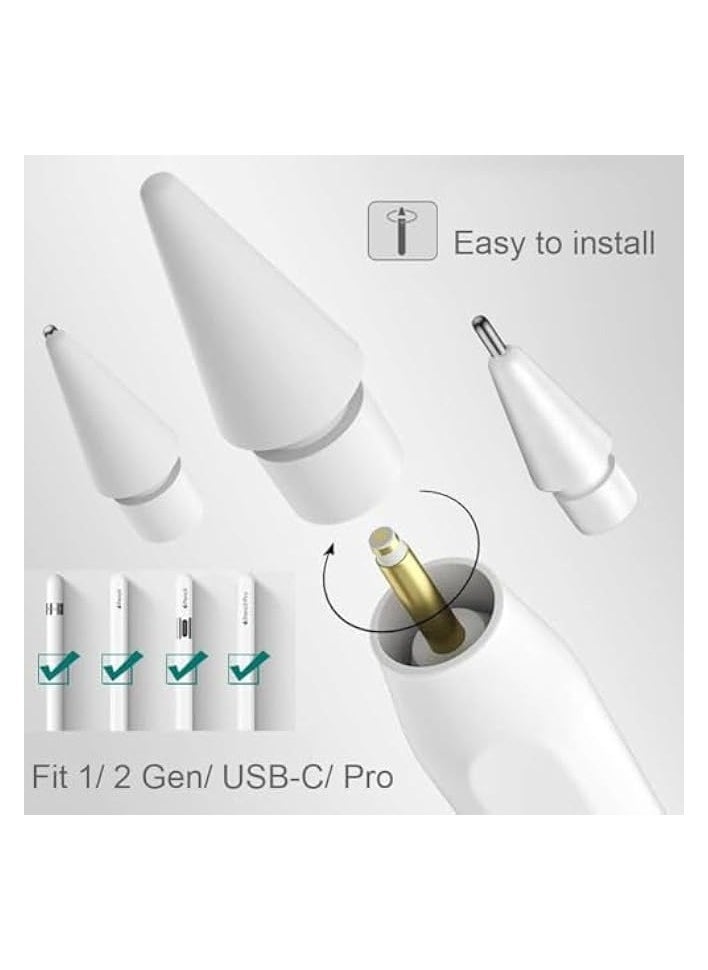 Tips Replacement compatible with Apple Pencil 1st Gen and 2nd Gen, No Wear Out Fine Point Precise Control Pen Like Nibs (Light Grey 0.8mm 2 Pack)