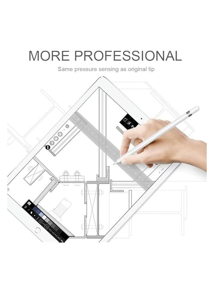 Tips Replacement compatible with Apple Pencil 1st Gen and 2nd Gen, No Wear Out Fine Point Precise Control Pen Like Nibs (Light Grey 0.8mm 2 Pack)