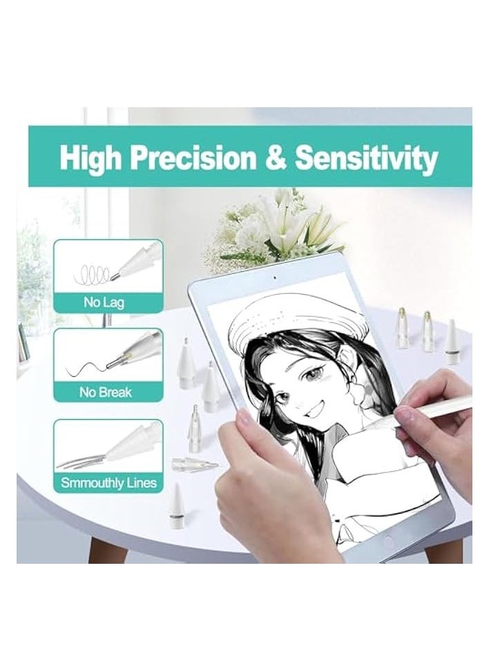 Tips Replacement compatible with Apple Pencil 1st Gen and 2nd Gen, No Wear Out Fine Point Precise Control Pen Like Nibs (Light Grey 0.8mm 2 Pack)