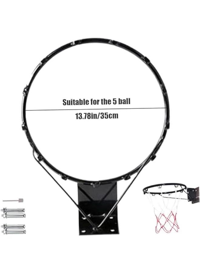 14 inch Wall Mounted Basketball Hoop, Adjustable Height Basketball Rim, Shockproof Basketball Ring with Spring Basketball Rim for Children Indoor Outdoor