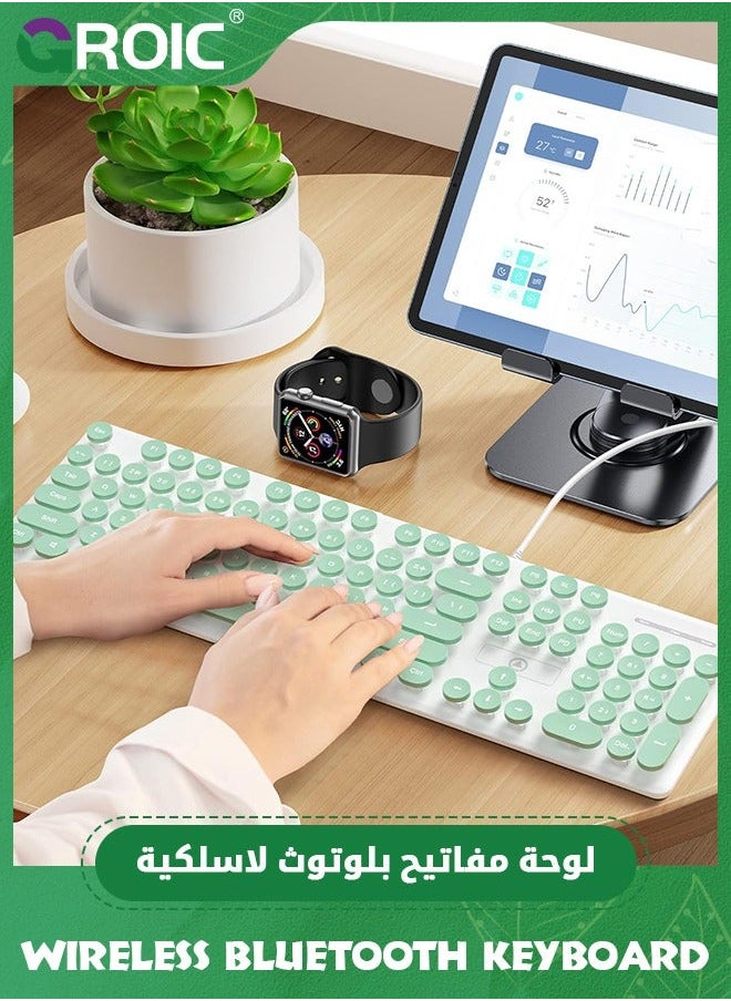 Green Typewriter Keyboard 104-key White Square Punk Gaming LED Ice Backlit Cute with Wired USB Suitable for PC/Win/Mac/Laptop