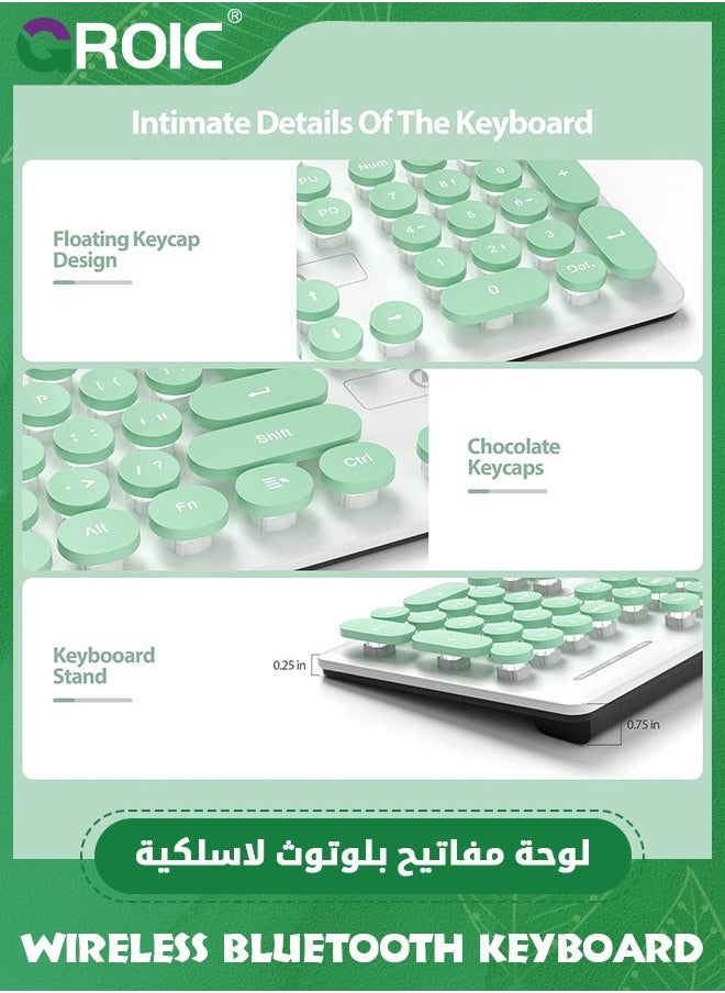 Green Typewriter Keyboard 104-key White Square Punk Gaming LED Ice Backlit Cute with Wired USB Suitable for PC/Win/Mac/Laptop