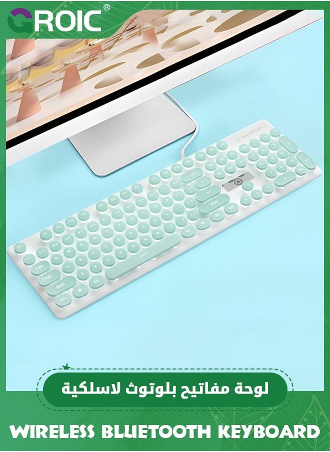 Green Typewriter Keyboard 104-key White Square Punk Gaming LED Ice Backlit Cute with Wired USB Suitable for PC/Win/Mac/Laptop