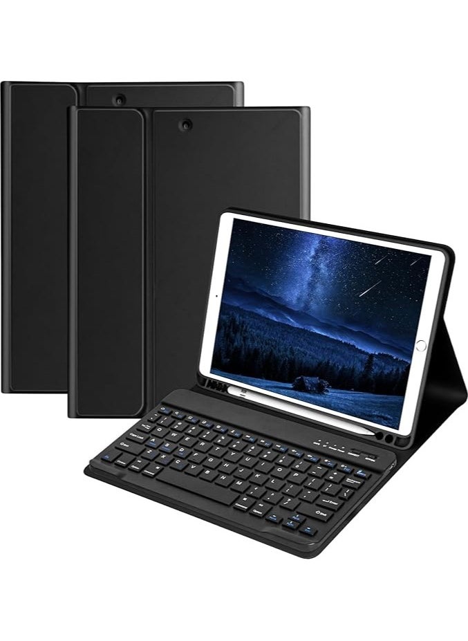 Keyboard Case for iPad 10.2 Inch 9th/8th/7th Gen with Pencil Holder, iPad 10.2