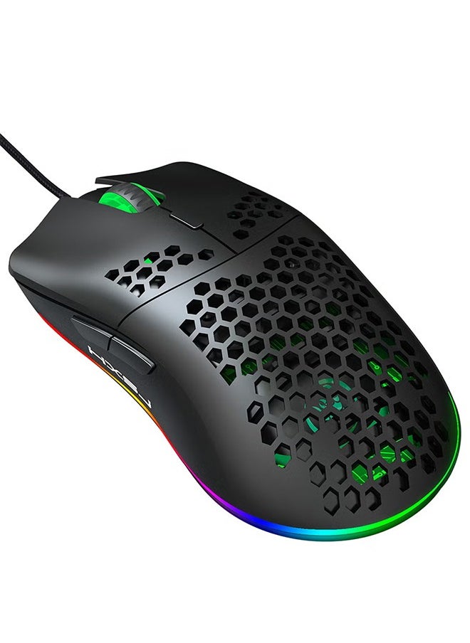 J900 USB Wired Gaming Mouse RGB with Six Adjustable DPI Black