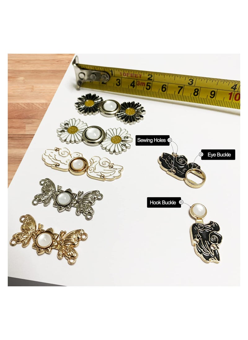 6PCS Buttons for Jeans Dress Loose Big DIY Pants Clips for Waist Smaller Tightener DIY Sewing Adjustable Waist Buckle Fashion Pearl Flower Adjuster Fastener Clasp Pins for Girls Women