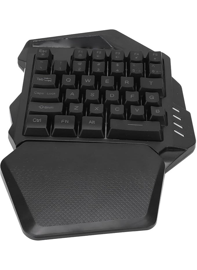 RGB One Handed Gaming Keyboard, 2.4G Wireless Gaming Keyboard Colorful Backlit with Wrist Rest, Ergonomic 35 Key for PC Gamer