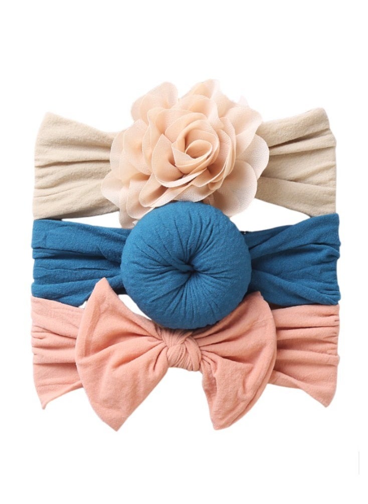 Bambimici - Aya Assorted Cute Soft Turban for Babies - Beige, Blue, Peach