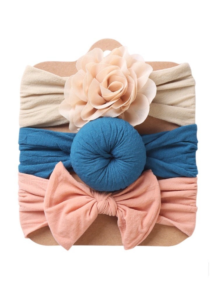 Bambimici - Aya Assorted Cute Soft Turban for Babies - Beige, Blue, Peach