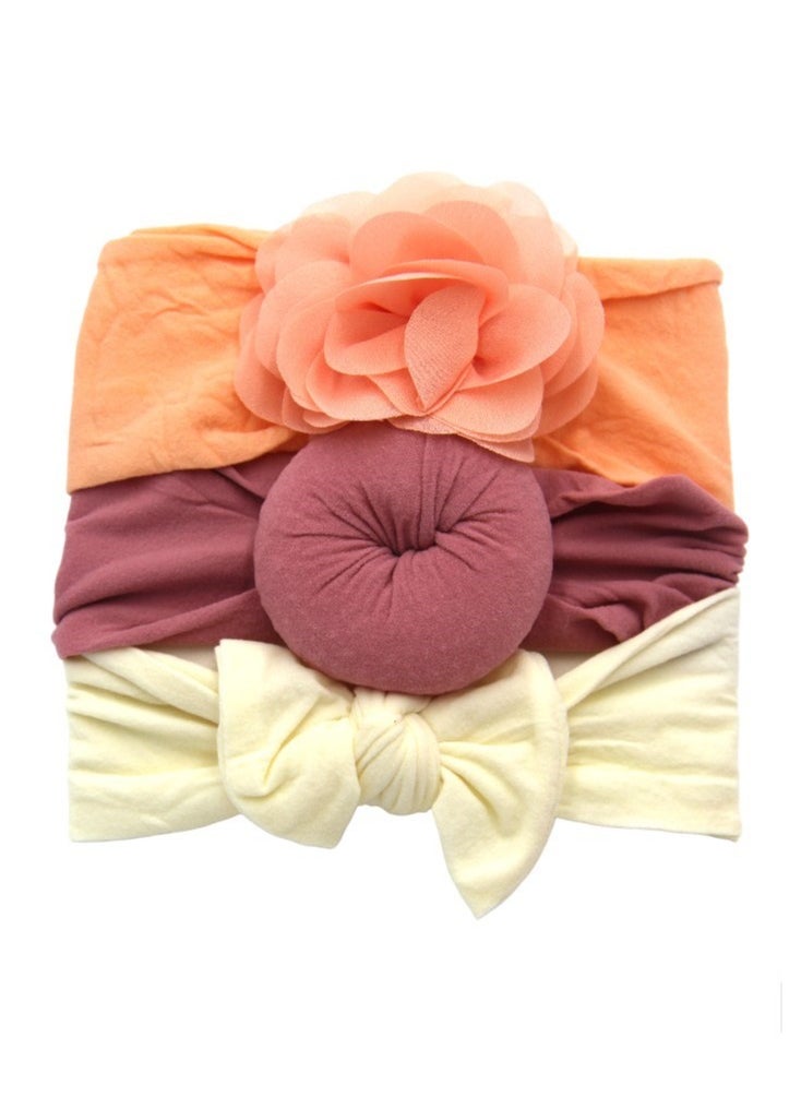 Bambimici - Aya Assorted Cute Soft Turban for Babies - Peach, Dark Pink, Cream