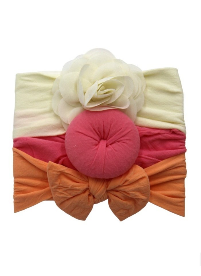 Bambimici - Aya Assorted Cute Soft Turban for Babies - Cream, Hot Pink, Orange