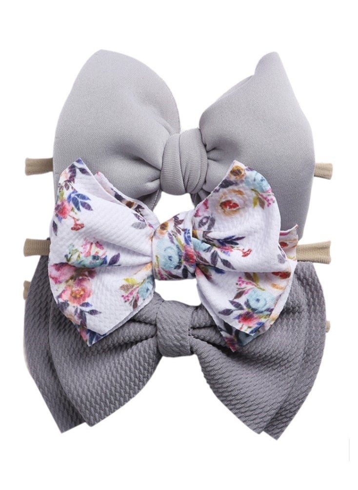 Bambimici - Dalia Assorted Ribbon Bow Headband for Babies - Grey