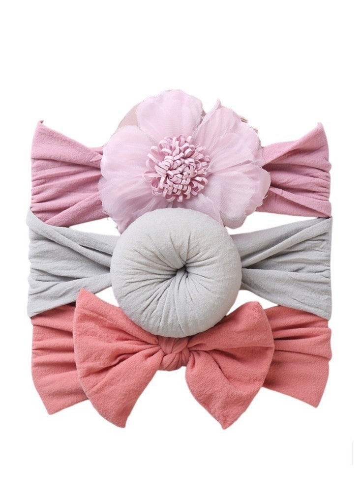 Bambimici - Aya Assorted Cute Soft Turban for Babies - Pink, Light Grey, Pomelo Pink