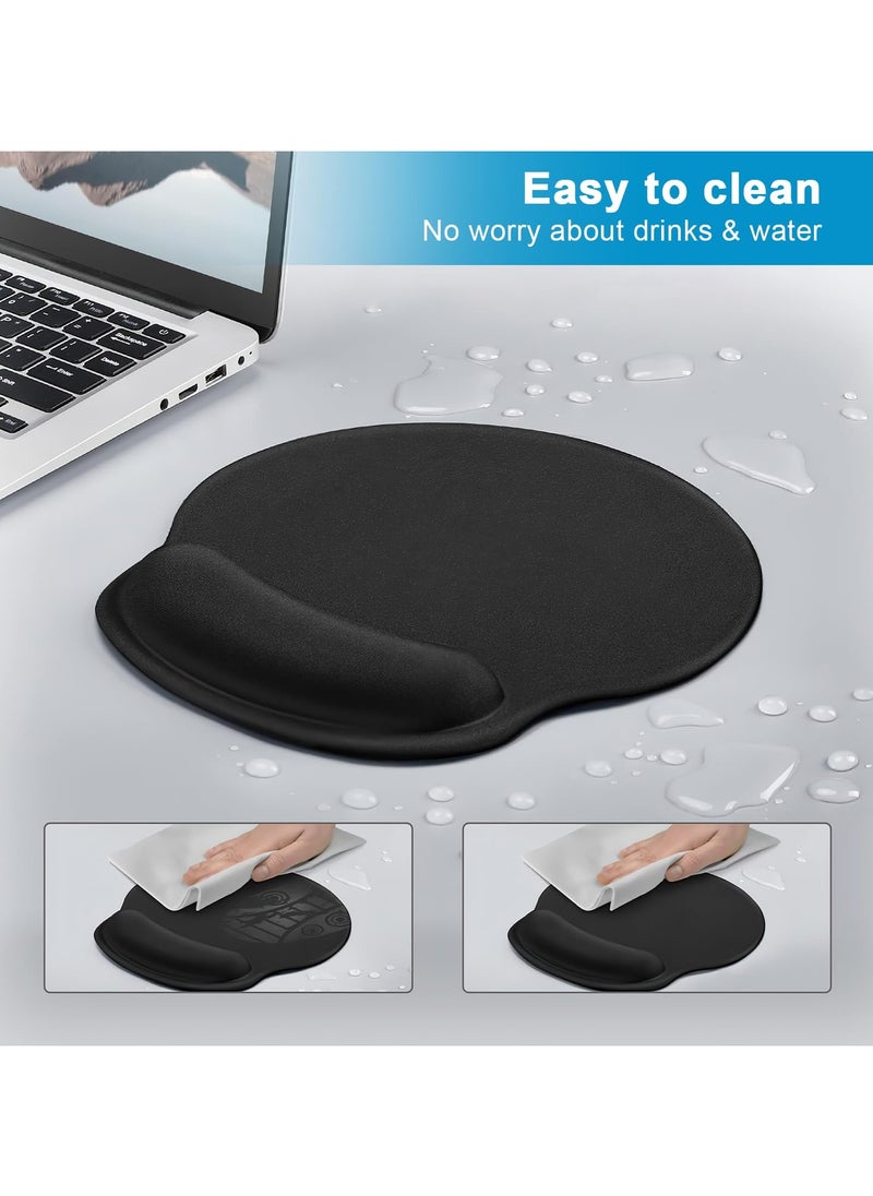 Mouse Pad 3 Pcs Set- Keyboard Wrist Rest Support and Mouse Wrist Pad, Nonslip Memory Foam Mouse Pad for Gaming, Working, Office, Computer, Laptop (Black)