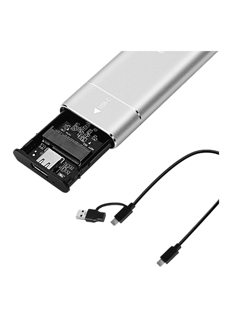 M.2 ssd Enclosure usb 3.1 Support M Key B with M Key Lightweight Compact Hard Drive Case for External Box Spare Parts Devices Silver 10G