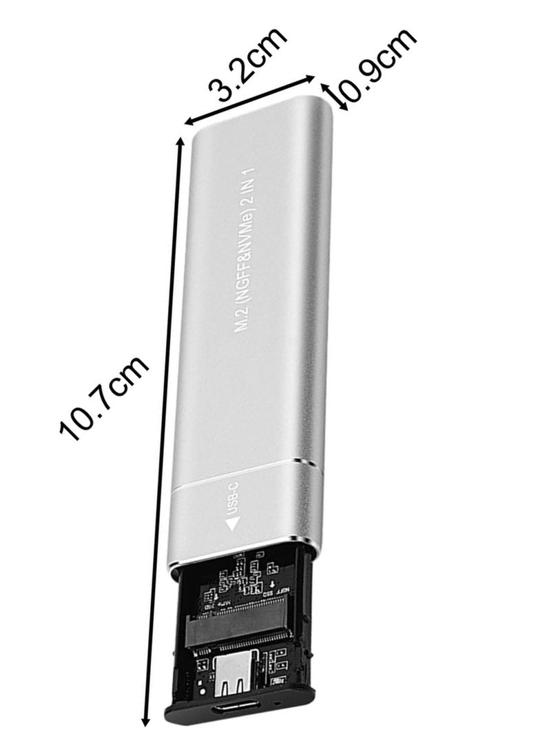 M.2 ssd Enclosure usb 3.1 Support M Key B with M Key Lightweight Compact Hard Drive Case for External Box Spare Parts Devices Silver 10G