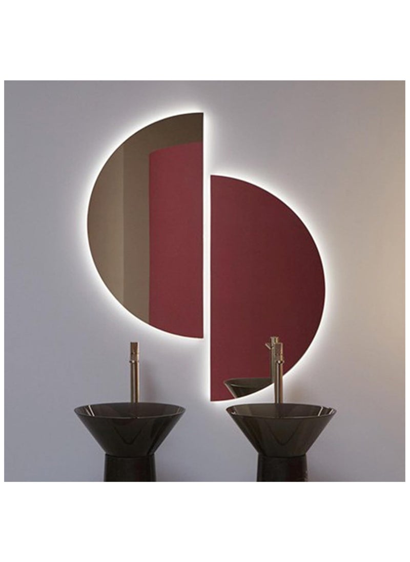 LED Bathroom Vanity Mirror – 19.6x39.2” Semicircle Wall Mirror with Anti-Fog, Dimmable 3-Color Lighting