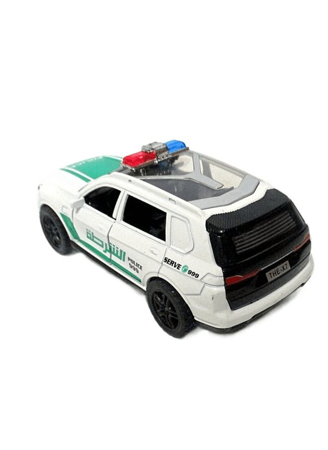 Small Alloy Die-Cast Police Car Model Pull-Back Toy Car with Openable Doors for Kids