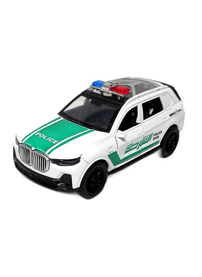 Small Alloy Die-Cast Police Car Model Pull-Back Toy Car with Openable Doors for Kids