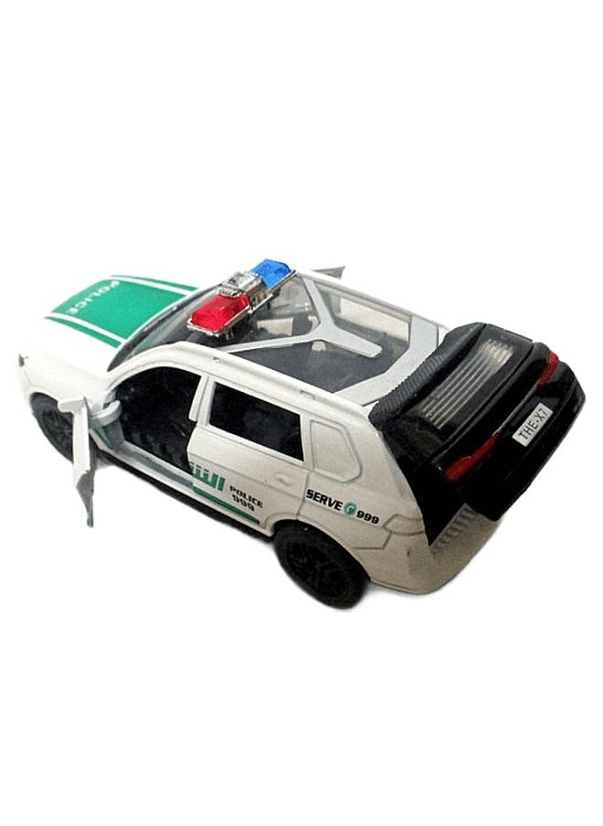 Small Alloy Die-Cast Police Car Model Pull-Back Toy Car with Openable Doors for Kids