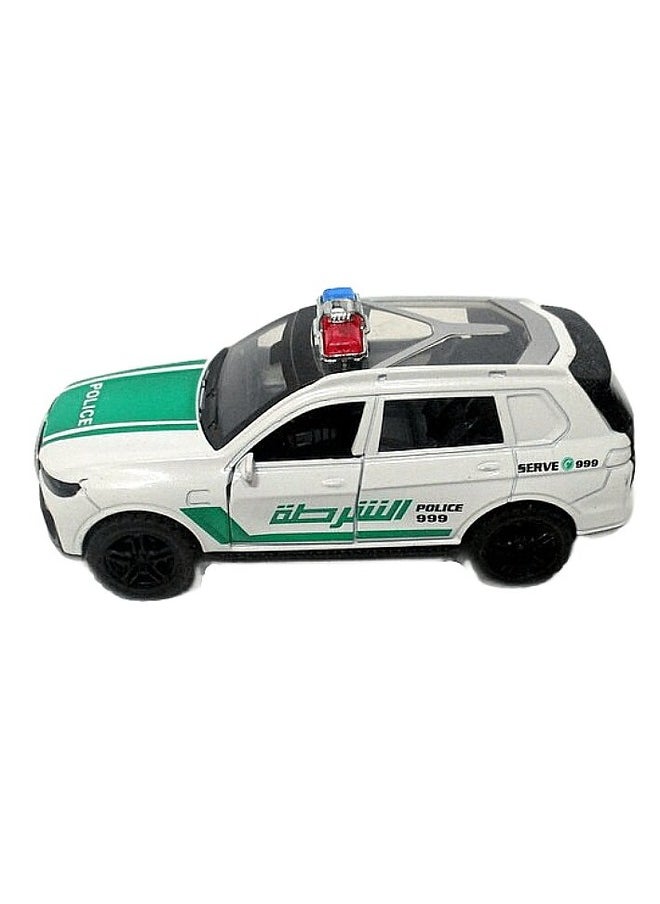 Small Alloy Die-Cast Police Car Model Pull-Back Toy Car with Openable Doors for Kids