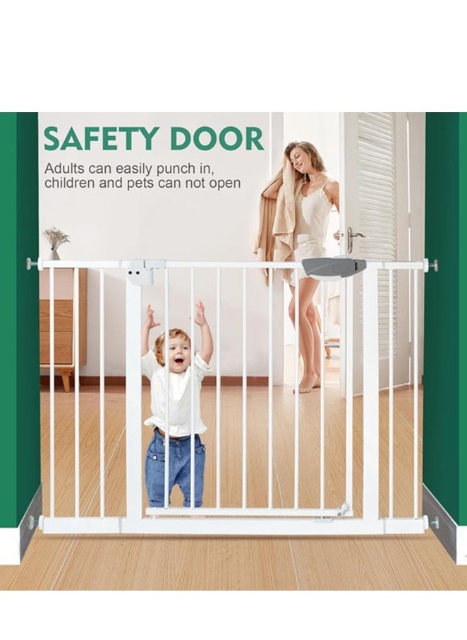 Auto Close Safety Baby Gate, Extra Wide Child Fence Gate 75-84cm + 20cm Extension Kit Maximum Suitable For 114cm, Baby Fence Barrier Dog Gate Baby Gates for Stairs and Doorways, Easy Install (Gate + 20cm Extension Kit)