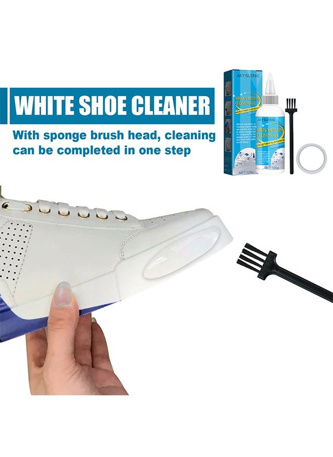 Shoes Whitening Cleansing Gel，White Shoes Cleaning Cream with Brush,Shoes Whitening Remove Stain Cleaner,Anti-Dirty Sneaker Cleaning Tool Set 100g