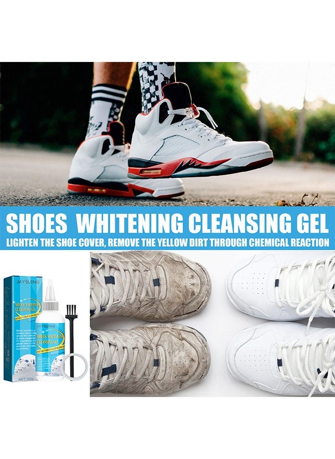 Shoes Whitening Cleansing Gel，White Shoes Cleaning Cream with Brush,Shoes Whitening Remove Stain Cleaner,Anti-Dirty Sneaker Cleaning Tool Set 100g