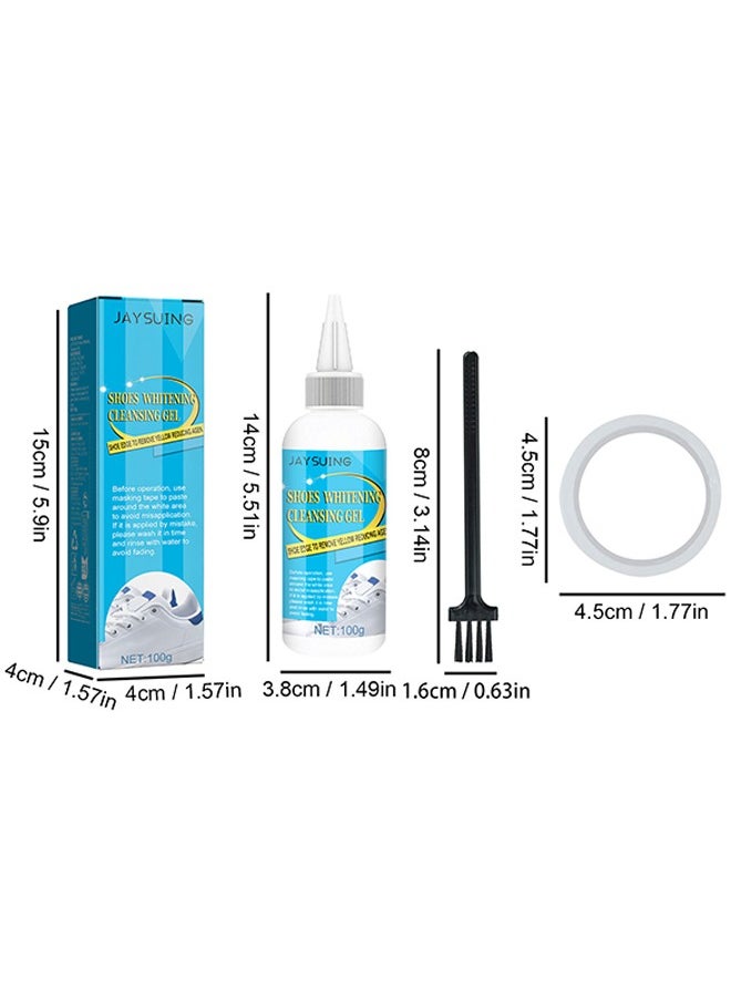 Shoes Whitening Cleansing Gel，White Shoes Cleaning Cream with Brush,Shoes Whitening Remove Stain Cleaner,Anti-Dirty Sneaker Cleaning Tool Set 100g